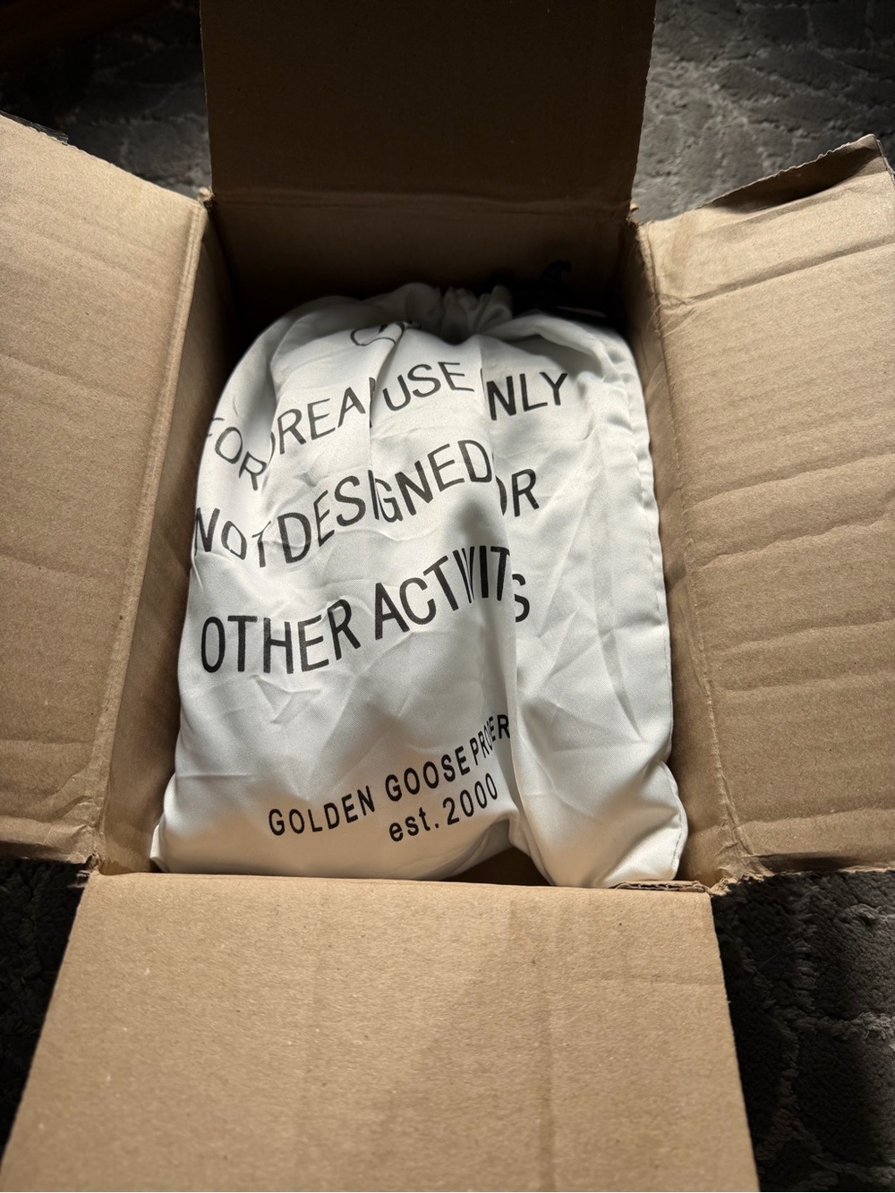 Golden Goose White Drawstring Logo Dust Bag